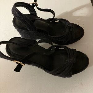 Black Wedge Sandals